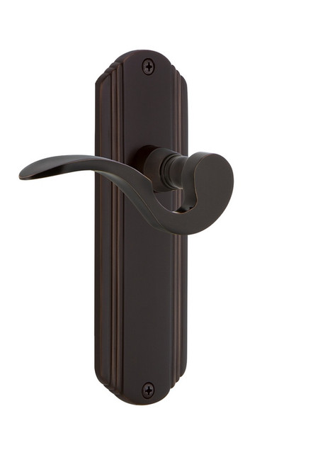 Nostalgic Warehouse - Deco Plate Passage Manor Lever in Timeless Bronze - DECMAN - 761949 - 2 3/4" Backset