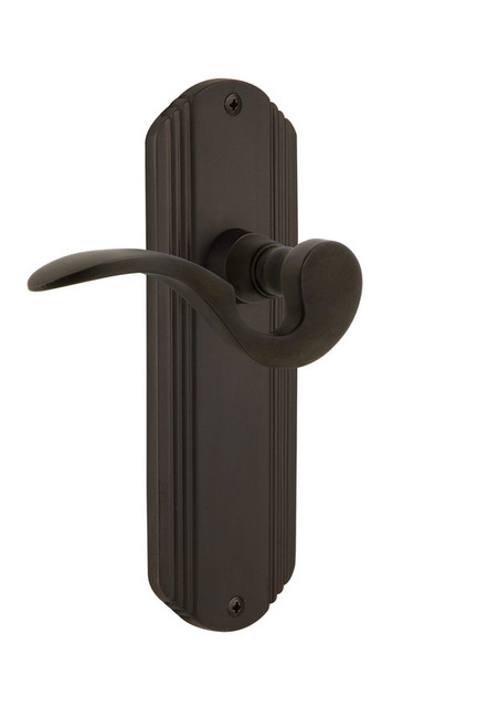 Nostalgic Warehouse - Deco Plate Passage Manor Lever in Oil-Rubbed Bronze - DECMAN - 761951 - 2 3/8" Backset