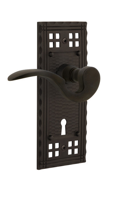 Nostalgic Warehouse - Craftsman Plate Passage with Keyhole Manor Lever in Oil-Rubbed Bronze - CRAMAN - 762220 - 2 3/8" Backset