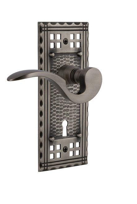 Nostalgic Warehouse - Craftsman Plate Single Dummy with Keyhole Manor Lever in Antique Pewter - CRAMAN - 762538