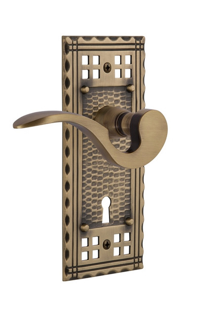Nostalgic Warehouse - Craftsman Plate Double Dummy with Keyhole Manor Lever in Antique Brass - CRAMAN - 762693