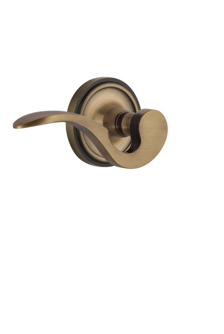 Nostalgic Warehouse - Classic Rose Privacy Manor Lever in Antique Brass - CLAMAN - 762780 - 2 3/8" Backset