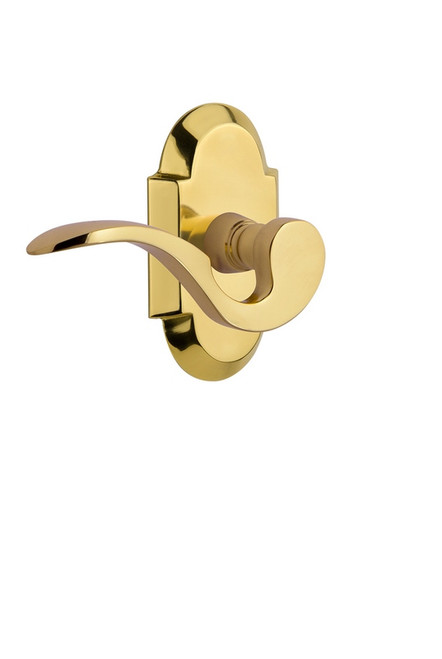Nostalgic Warehouse - Cottage Plate Privacy Manor Lever in Polished Brass - COTMAN - 762819 - 2 3/8" Backset