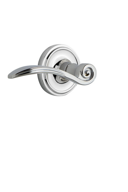 Nostalgic Warehouse - Classic Rose Passage Swan Lever in Bright Chrome - CLASWN - 763653 - 2 3/8" Backset