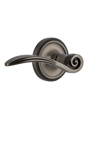 Nostalgic Warehouse - Classic Rose Passage Swan Lever in Antique Pewter - CLASWN - 763666 - 2 3/4" Backset