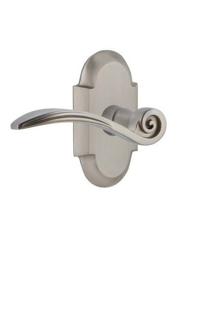 Nostalgic Warehouse - Cottage Plate Passage Swan Lever in Satin Nickel - COTSWN - 763705 - 2 3/4" Backset
