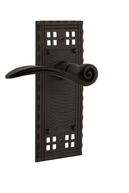 Nostalgic Warehouse - Craftsman Plate Passage Swan Lever in Oil-Rubbed Bronze - CRASWN - 763728 - 2 3/8" Backset