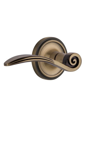 Nostalgic Warehouse - Classic Rose Single Dummy Swan Lever in Antique Brass - CLASWN - 764251