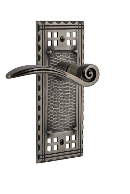 Nostalgic Warehouse - Craftsman Plate Single Dummy Swan Lever in Antique Pewter - CRASWN - 764267