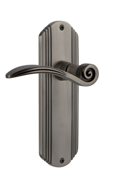 Nostalgic Warehouse - Deco Plate Single Dummy Swan Lever in Antique Pewter - DECSWN - 764272