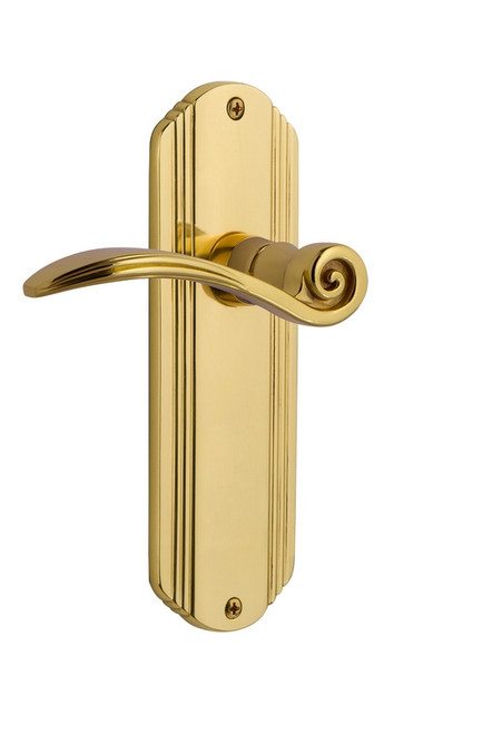Nostalgic Warehouse - Deco Plate Single Dummy Swan Lever in Polished Brass - DECSWN - 764275