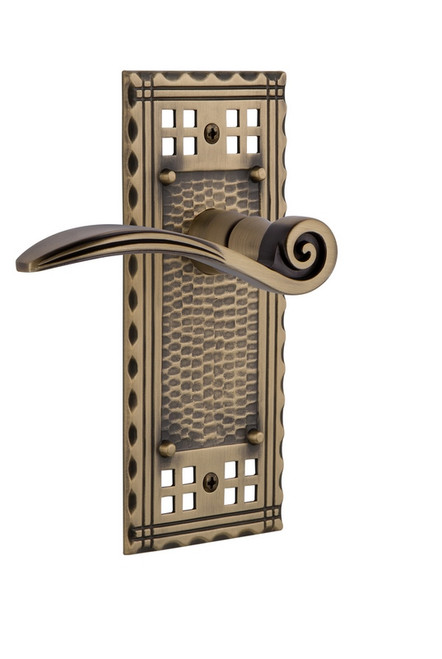 Nostalgic Warehouse - Craftsman Plate Double Dummy Swan Lever in Antique Brass - CRASWN - 764422