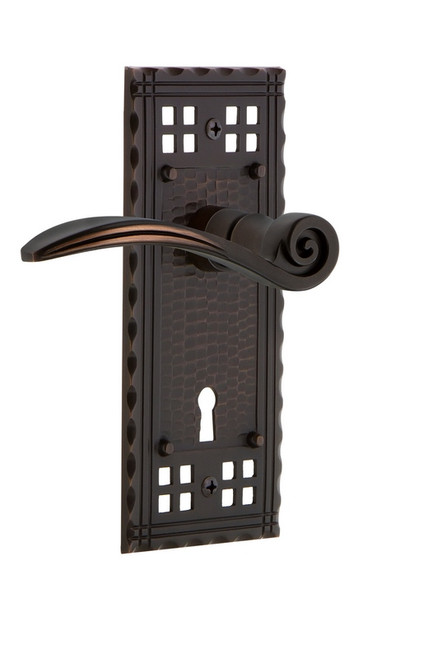 Nostalgic Warehouse - Craftsman Plate Double Dummy with Keyhole Swan Lever in Timeless Bronze - CRASWN - 764504