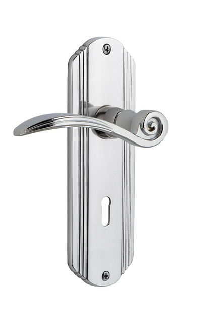 Nostalgic Warehouse - Deco Plate Double Dummy with Keyhole Swan Lever in Bright Chrome - DECSWN - 764507