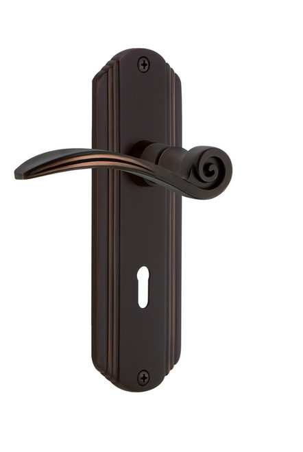 Nostalgic Warehouse - Deco Plate Double Dummy with Keyhole Swan Lever in Timeless Bronze - DECSWN - 764511