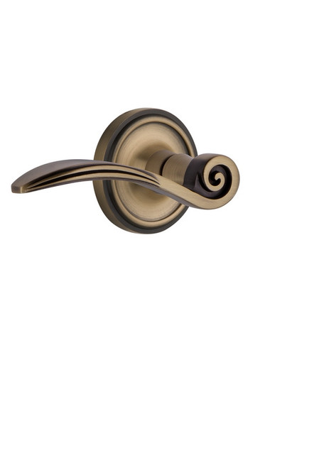 Nostalgic Warehouse - Classic Rose Privacy Swan Lever in Antique Brass - CLASWN - 764598 - 2 3/4" Backset