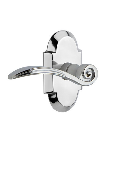 Nostalgic Warehouse - Cottage Plate Privacy Swan Lever in Bright Chrome - COTSWN - 764624 - 2 3/8" Backset