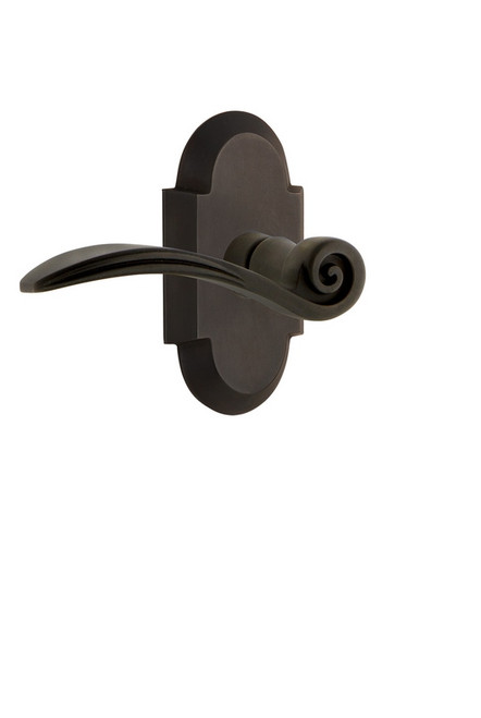 Nostalgic Warehouse - Cottage Plate Privacy Swan Lever in Oil-Rubbed Bronze - COTSWN - 764625 - 2 3/8" Backset