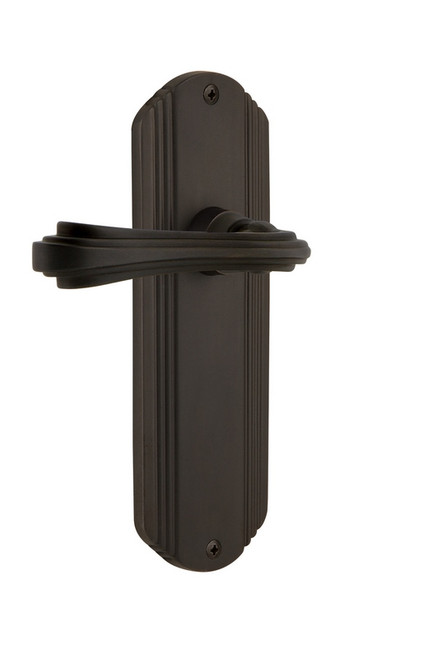 Nostalgic Warehouse - Deco Plate Passage Fleur Lever in Polished Brass - DECFLR - 765561 - 2 3/8" Backset