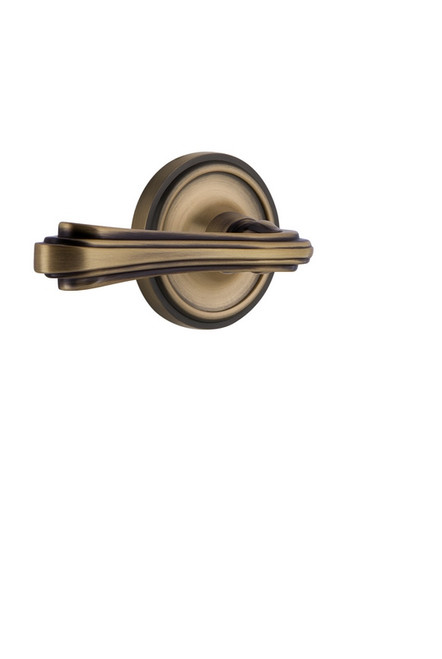 Nostalgic Warehouse - Classic Rose Privacy Fleur Lever in Antique Brass - CLAFLR - 766410 - 2 3/8" Backset