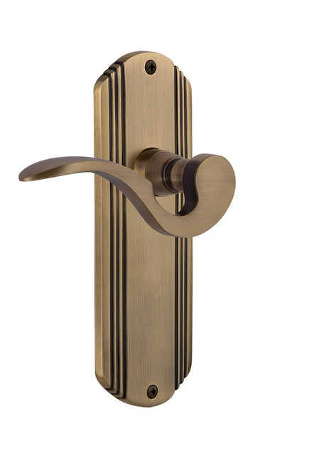 Nostalgic Warehouse - Deco Plate Single Dummy Manor Lever in Antique Brass - DECMAN - 771927