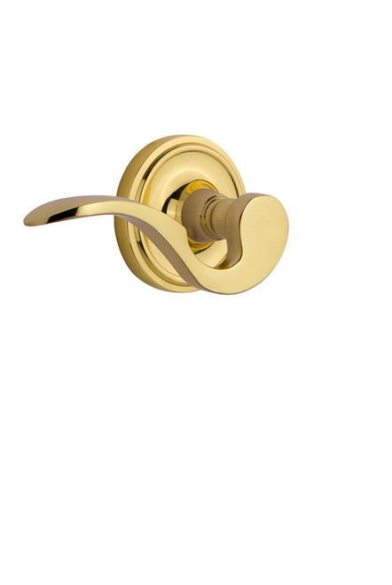 Nostalgic Warehouse - Classic Rose Passage Manor Lever in Unlacquered Brass - CLAMAN - 772564 - 2 3/8" Backset