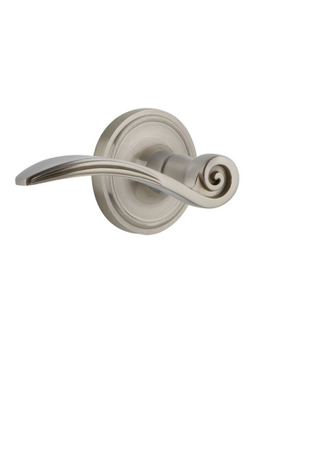 Nostalgic Warehouse - Classic Rose Passage Swan Lever in Satin Nickel - CLASWN - 772611 - 2 3/8" Backset