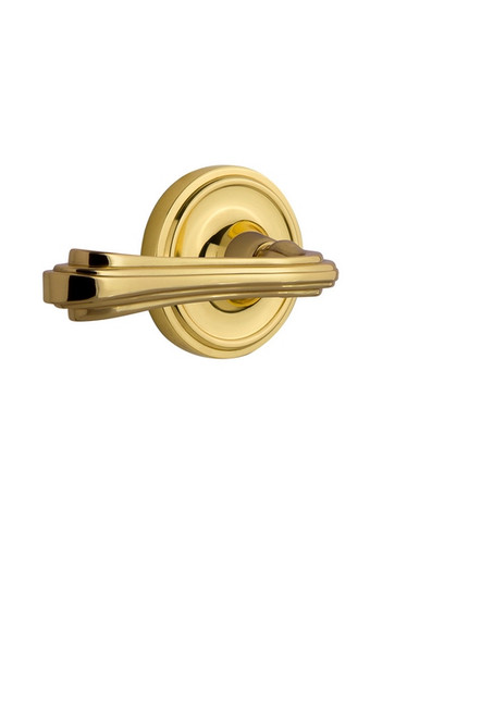 Nostalgic Warehouse - Classic Rose Privacy Fleur Lever in Unlacquered Brass - CLAFLR - 772905 - 2 3/8" Backset