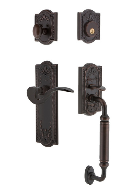 Nostalgic Warehouse - Meadows Plate C Grip Entry Set Manor Lever in Timeless Bronze - 767486 - 2 3/4" Backset