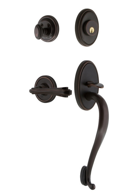 Nostalgic Warehouse - Classic Plate S Grip Entry Set Fleur Lever in Timeless Bronze - CLASGRFLR - 768712 - 2 3/4" Backset