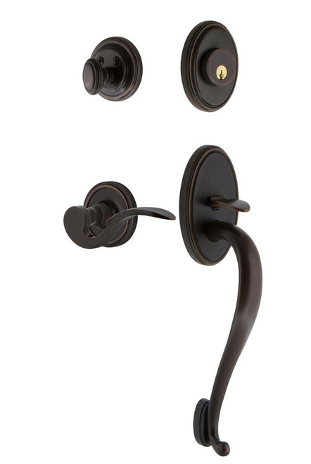 Nostalgic Warehouse - Classic Plate S Grip Entry Set Manor Lever in Timeless Bronze - CLASGRMAN - 769793 - 2 3/4" Backset