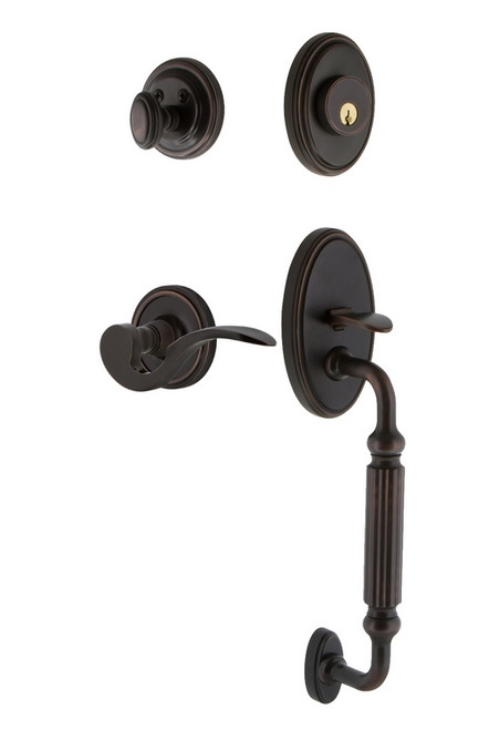 Nostalgic Warehouse - Classic Plate F Grip Entry Set Manor Lever in Timeless Bronze - CLAFGRMAN - 769822 - 2 3/8" Backset