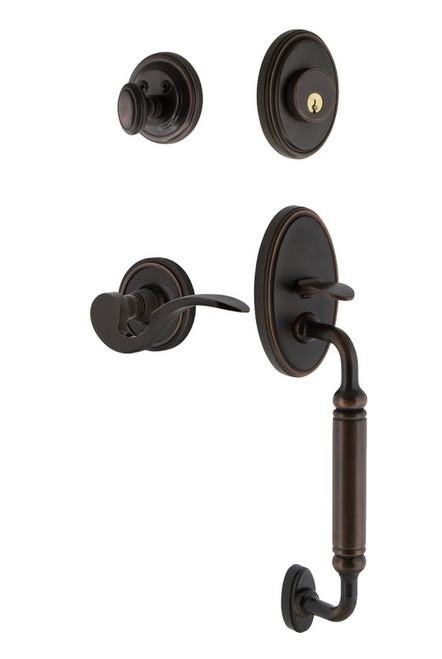 Nostalgic Warehouse - Classic Plate C Grip Entry Set Manor Lever in Timeless Bronze - 769832 - 2 3/8" Backset