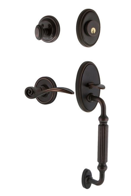Nostalgic Warehouse - Classic Plate F Grip Entry Set Swan Lever in Timeless Bronze - 769862 - 2 3/4" Backset