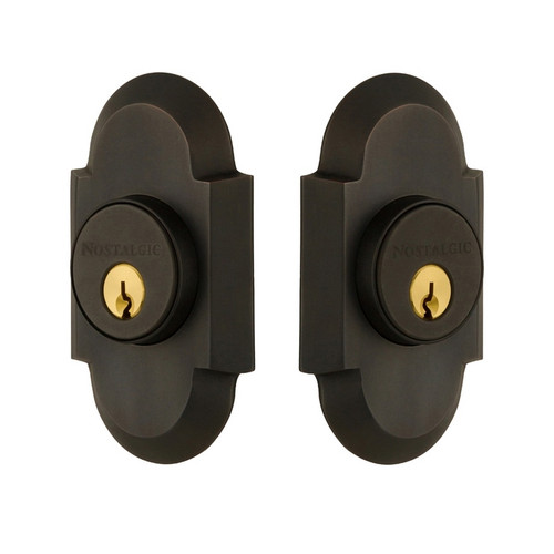 Nostalgic Warehouse - Cottage Plate Double Cylinder Deadbolt in Oil-Rubbed Bronze - COTCOT - 713204 - 2 3/8" Backset