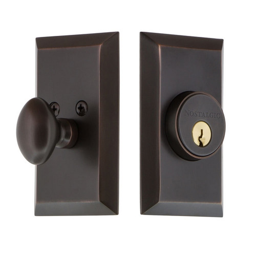 Nostalgic Warehouse - Studio Plate Single Cylinder Deadbolt in Timeless Bronze - STUSTU - 719091 - 2 3/4" Backset