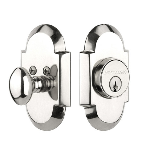 Nostalgic Warehouse - Cottage Plate Single Cylinder Deadbolt in Bright Chrome - Keyed Different - COTCOT - 715126 - 2 3/8" Backset