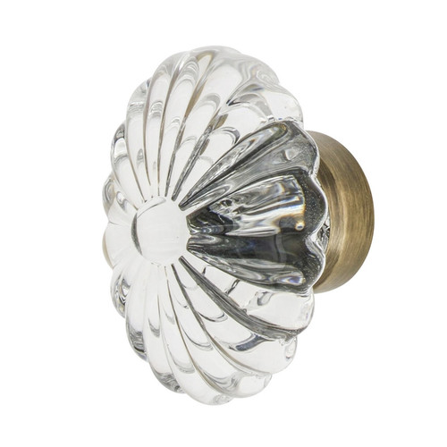 Nostalgic Warehouse - Oval Fluted Crystal 1 3/4" Cabinet Knob in Antique Brass - CKB-OFC - 749993