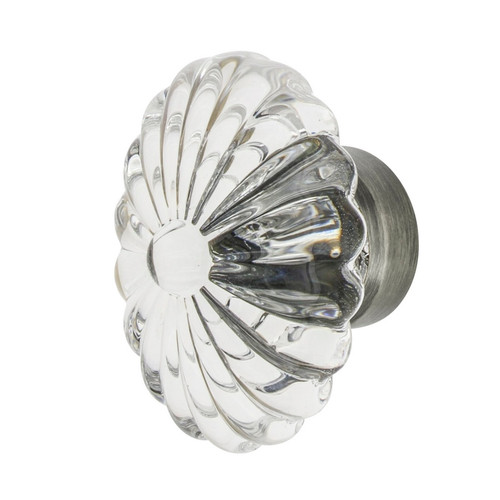 Nostalgic Warehouse - Oval Fluted Crystal 1 3/4" Cabinet Knob in Antique Pewter - CKB-OFC - 749994