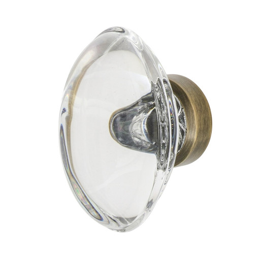 Nostalgic Warehouse - Oval Clear Crystal 1 3/4" Cabinet Knob in Antique Brass - CKB-OCC - 750009