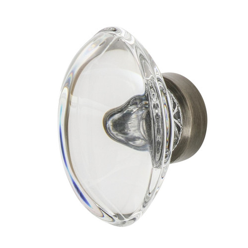 Nostalgic Warehouse - Oval Clear Crystal 1 3/4" Cabinet Knob in Antique Pewter - CKB-OCC - 750010