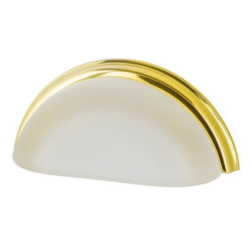 Nostalgic Warehouse - Cup Pull Crystal Frosted 3" on Center in Polished Brass - CPLCFR - 755409