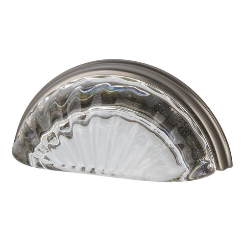 Nostalgic Warehouse - Cup Pull Crystal Clear Fluted 3" on Center in Antique Pewter - CPLCCF - 755416