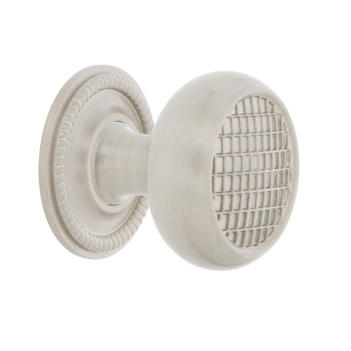 Nostalgic Warehouse - Craftsman Brass 1 3/8" Cabinet Knob with Rope Rose in Satin Nickel - CKB-CRAROP - 769452