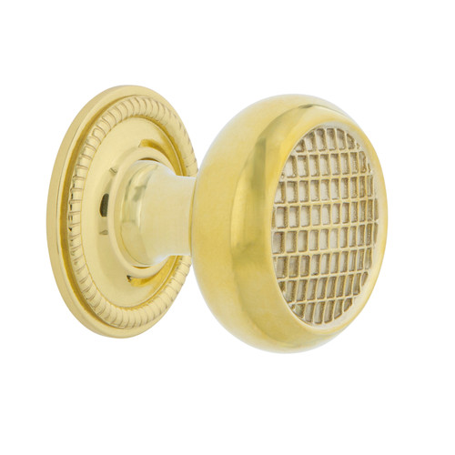 Nostalgic Warehouse - Craftsman Brass 1 3/8" Cabinet Knob with Rope Rose in Unlacquered Brass - CKB-CRAROP - 769450