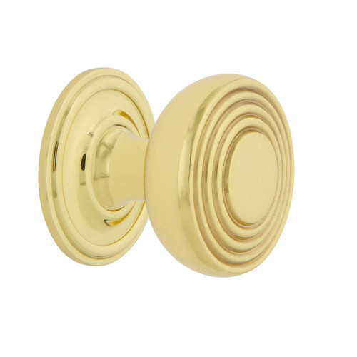 Nostalgic Warehouse - Deco Brass 1 3/8" Cabinet Knob with Classic Rose in Polished Brass - CKB-DECCLA - 769459