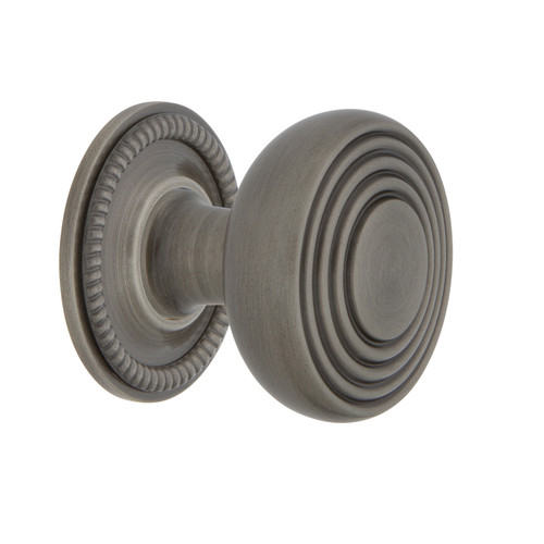 Nostalgic Warehouse - Deco Brass 1 3/8" Cabinet Knob with Rope Rose in Antique Pewter - CKB-DECROP - 769469