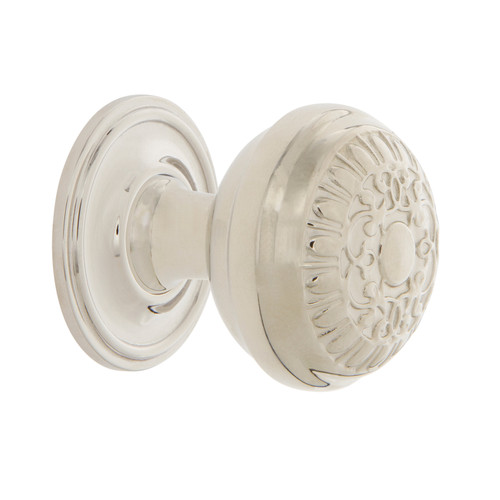 Nostalgic Warehouse - Egg And Dart Brass 1 3/8" Cabinet Knob with Classic Rose in Polished Nickel - CKB-EADCLA - 769482