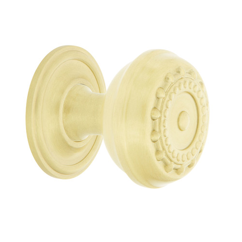 Nostalgic Warehouse - Meadows Brass 1 3/8" Cabinet Knob with Classic Rose in Satin Brass - CKB-MEACLA - 769512