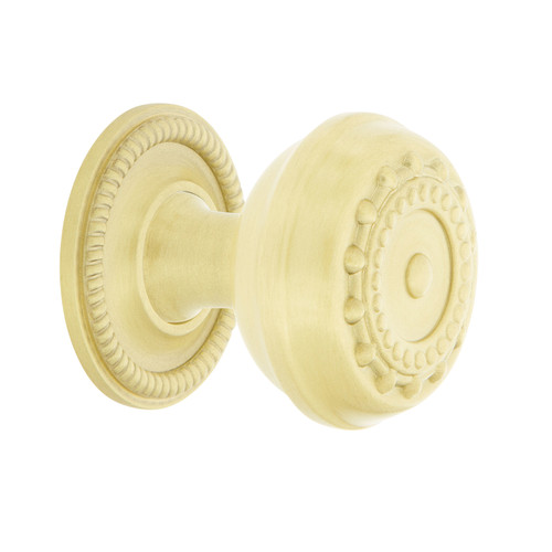 Nostalgic Warehouse - Meadows Brass 1 3/8" Cabinet Knob with Rope Rose in Satin Brass - CKB-MEAROP - 769521